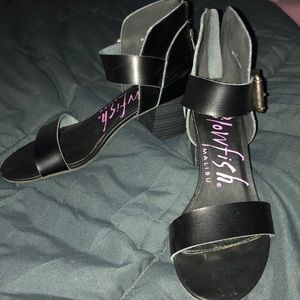 Black Blowfish sandal heels 2 1/2 inches